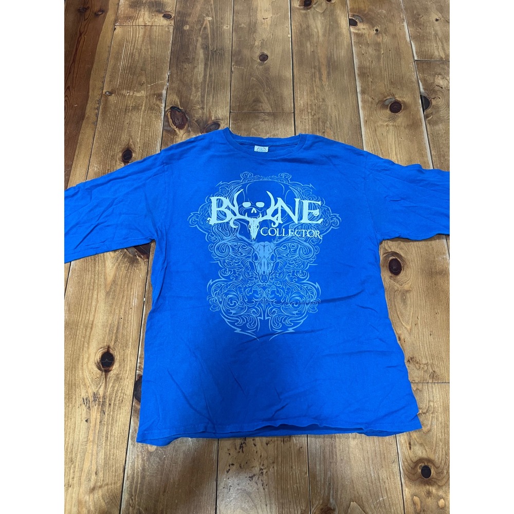 Bone Collector Mens Long Sleeve Graphic T-Shirt Blue Skull Logo Delta Pro Weight